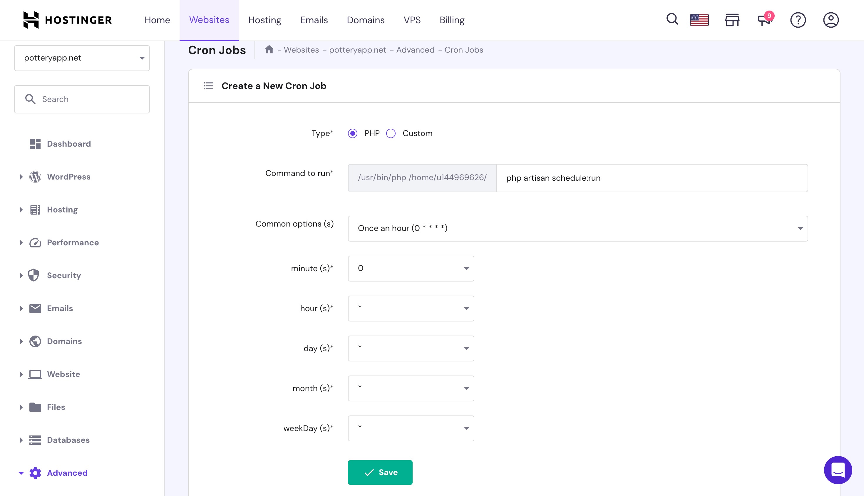 cron job setup